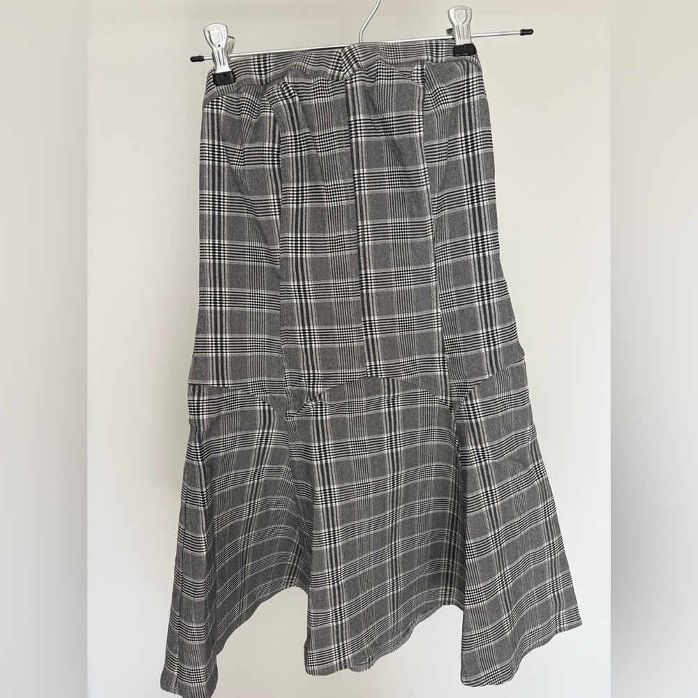 Plaid Gray Women's Strapless Dress